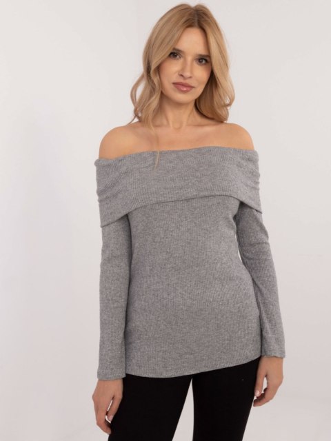 Sweter z odkrytymi ramionami szary, dopasowany hiszpanka Sweter z odkrytymi ramionami szary, dopasowany hiszpanka
