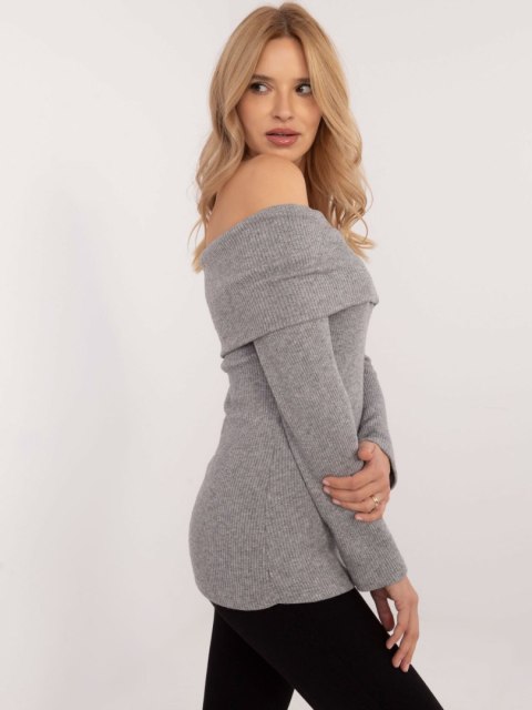 Sweter z odkrytymi ramionami szary, dopasowany hiszpanka Sweter z odkrytymi ramionami szary, dopasowany hiszpanka