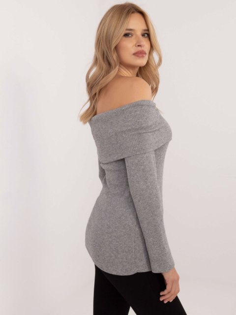 Sweter z odkrytymi ramionami szary, dopasowany hiszpanka Sweter z odkrytymi ramionami szary, dopasowany hiszpanka