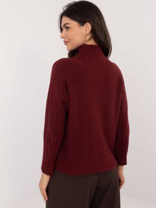 Sweter bordowy, golf oversize ze ściągaczami na codzień