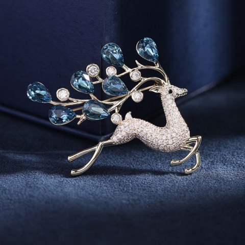 Broszka ozdobna elegancka z niebieskimi kryształkami, cyrkoniami BZ180 Broszka ozdobna elegancka z niebieskimi kryształkami, cyrkoniami BZ180
