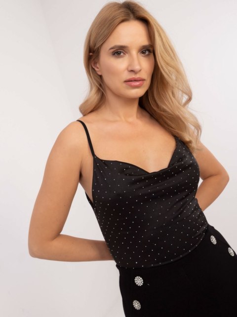 Top czarny dopasowany, lejący dekolt, dżety Italy Moda Top czarny dopasowany, lejący dekolt, dżety Italy Moda