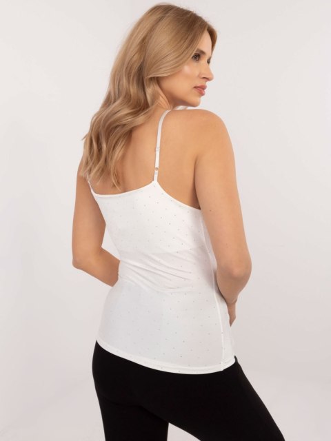 Top ecru dopasowany, lejący dekolt, dżety Italy Moda Top ecru dopasowany, lejący dekolt, dżety Italy Moda