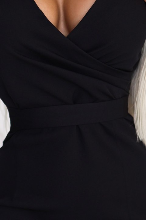 Kobieca sukienka czarna z falbanką – model NINA L