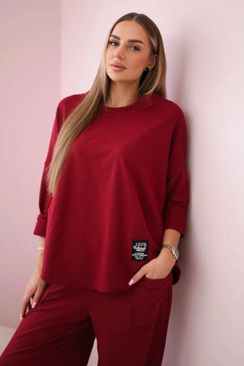 Komplet bawełniany bluza i spodnie bordowy, oversize Komplet bawełniany bluza i spodnie bordowy, oversize