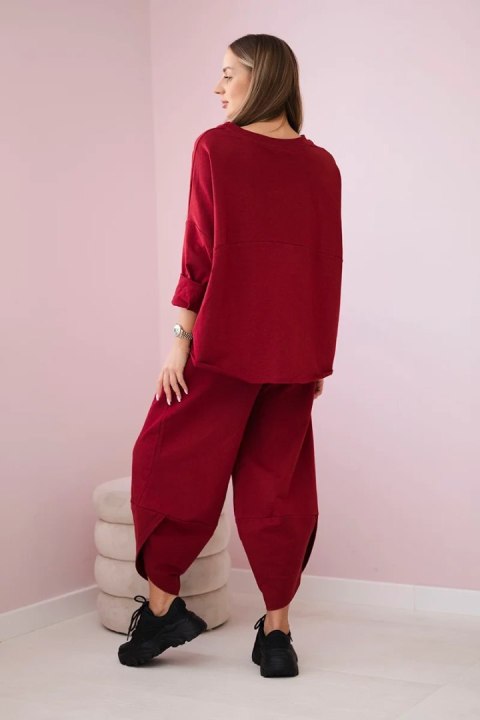 Komplet bawełniany bluza i spodnie bordowy, oversize Komplet bawełniany bluza i spodnie bordowy, oversize