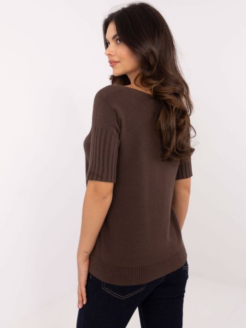 Sweter z krótkim rękawem ciemnobrązowy Italy Moda Sweter z krótkim rękawem ciemnobrązowy Italy Moda