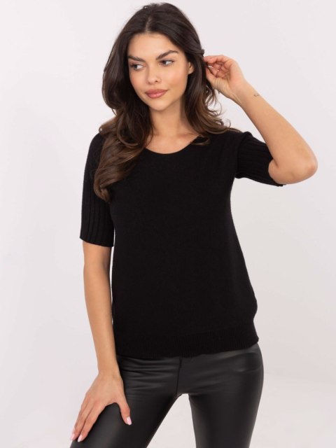 Sweter z krótkim rękawem czarny, klasyczny Italy Moda Sweter z krótkim rękawem czarny, klasyczny Italy Moda