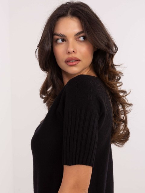 Sweter z krótkim rękawem czarny, klasyczny Italy Moda Sweter z krótkim rękawem czarny, klasyczny Italy Moda