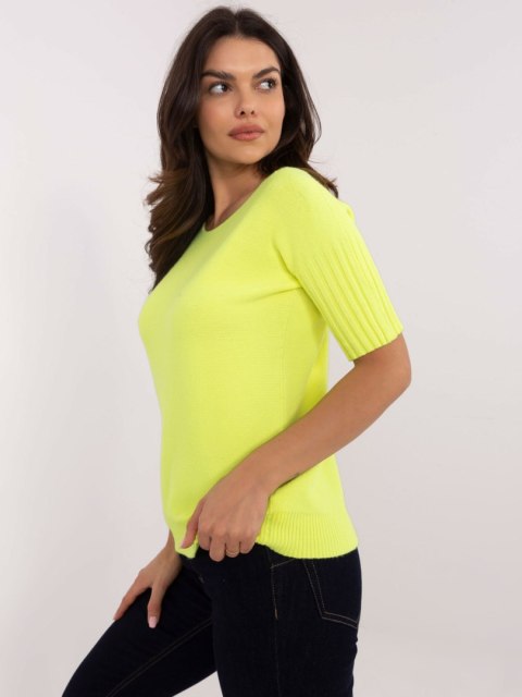 Sweter z krótkim rękawem żółty, klasyczny Italy Moda Sweter z krótkim rękawem żółty, klasyczny Italy Moda