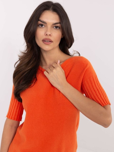 Sweter z krótkim rękawem pomarańczowy, klasyczny Italy Moda Sweter z krótkim rękawem pomarańczowy, klasyczny Italy Moda