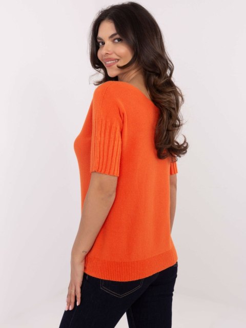 Sweter z krótkim rękawem pomarańczowy, klasyczny Italy Moda Sweter z krótkim rękawem pomarańczowy, klasyczny Italy Moda