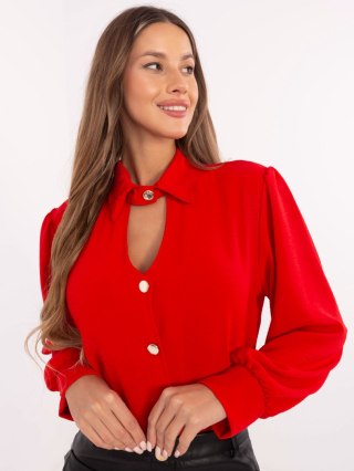 Koszula klasyczna, elegancka czerwona z ozdobnymi guzikami