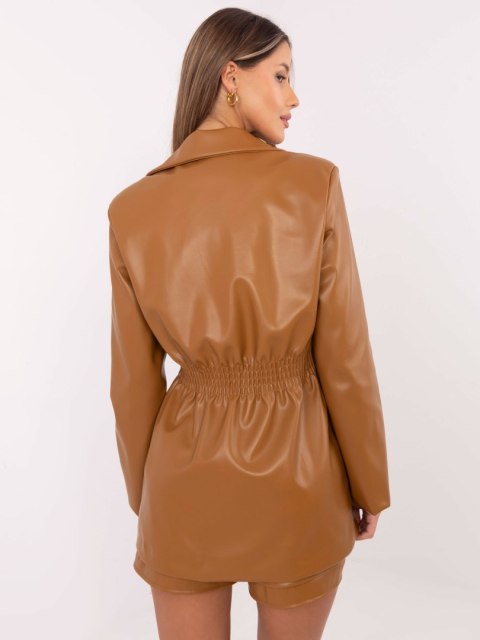 Marynarka dwurzędowa z ecoskóry camelowa L/XL Marynarka dwurzędowa z ecoskóry camelowa L/XL