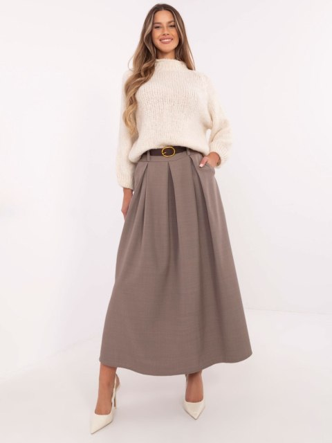 Spódnica elegancka maxi beżowa, rozkloszowana z paskiem Spódnica elegancka maxi beżowa, rozkloszowana z paskiem