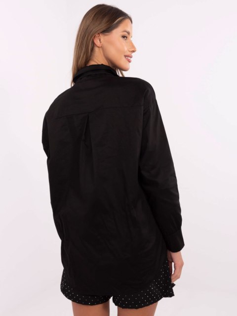 Koszula czarna biznesowa z apaszką, klasyczna, elegancka Koszula czarna biznesowa z apaszką, klasyczna, elegancka