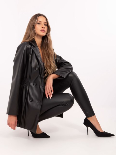 Marynarka dwurzędowa z ecoskóry czarna L/XL Marynarka dwurzędowa z ecoskóry czarna L/XL