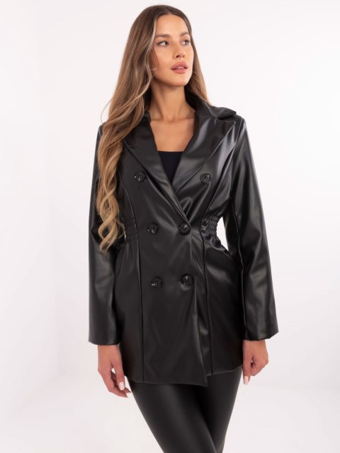 Marynarka dwurzędowa z ecoskóry czarna L/XL Marynarka dwurzędowa z ecoskóry czarna L/XL