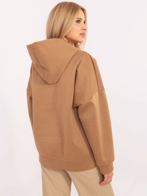 Bluza kangurka z naszywką misia, z kapturem, oversize camelowa Bluza kangurka z naszywką misia, z kapturem, oversize camelowa