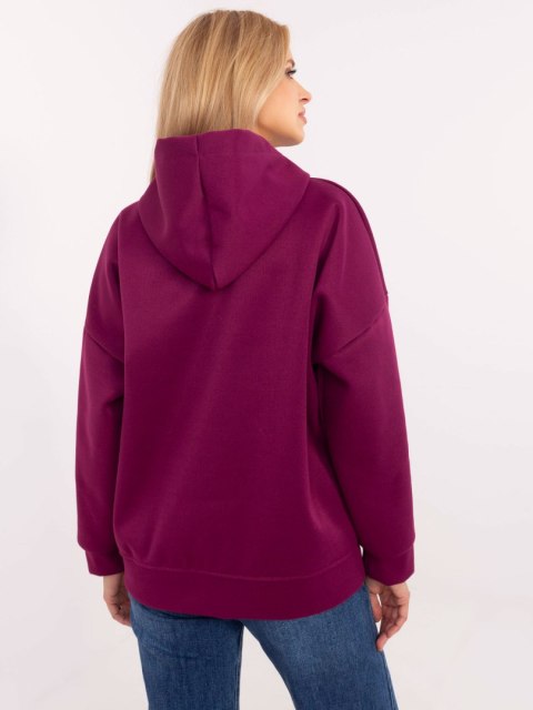 Bluza kangurka z naszywką misia, z kapturem, oversize fioletowa Bluza kangurka z naszywką misia, z kapturem, oversize fioletowa