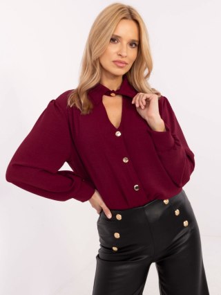 Koszula klasyczna, elegancka bordowa z ozdobnymi guzikami