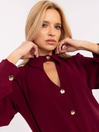 Koszula klasyczna, elegancka bordowa z ozdobnymi guzikami