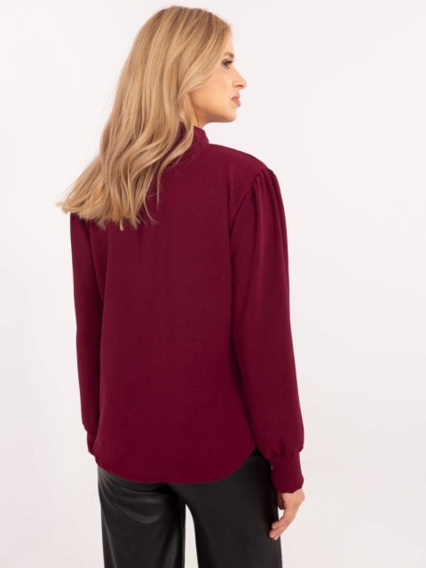 Koszula klasyczna, elegancka bordowa z ozdobnymi guzikami Koszula klasyczna, elegancka bordowa z ozdobnymi guzikami