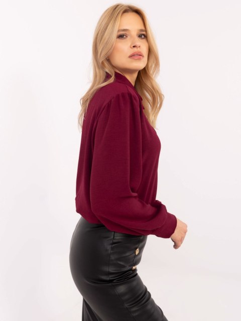 Koszula klasyczna, elegancka bordowa z ozdobnymi guzikami Koszula klasyczna, elegancka bordowa z ozdobnymi guzikami
