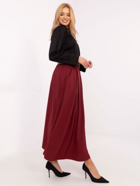 Spódnica elegancka maxi bordowa, rozkloszowana z paskiem Spódnica elegancka maxi bordowa, rozkloszowana z paskiem