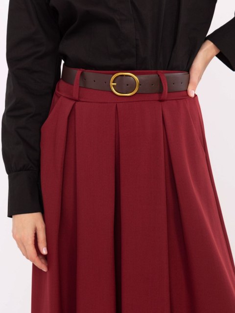 Spódnica elegancka maxi bordowa, rozkloszowana z paskiem Spódnica elegancka maxi bordowa, rozkloszowana z paskiem