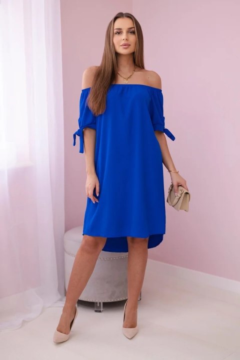 Sukienka wiązana na rękawach chabrowa, oversize, letnia Sukienka wiązana na rękawach chabrowa, oversize, letnia