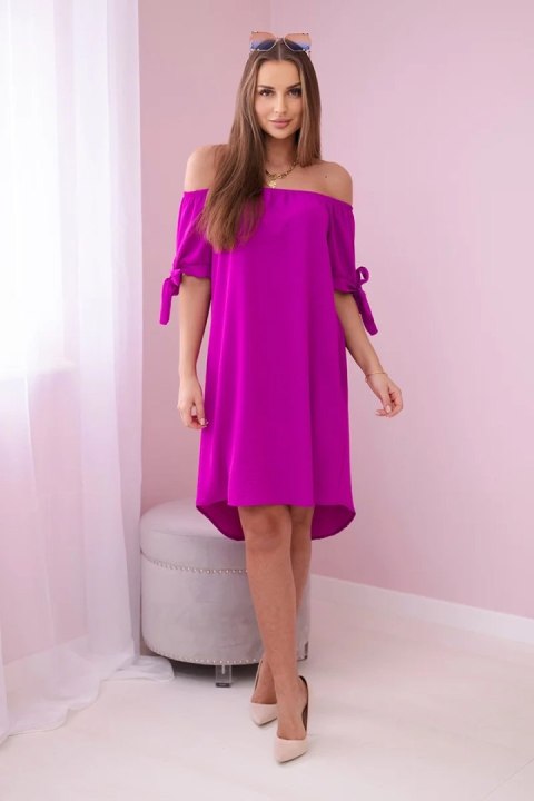 Sukienka wiązana na rękawach ciemno fioletowa, oversize, letnia Sukienka wiązana na rękawach ciemno fioletowa, oversize, letnia