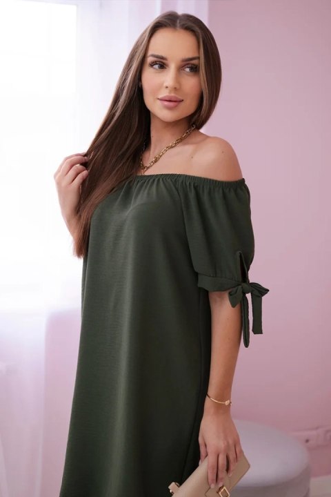 Sukienka wiązana na rękawach khaki, oversize, letnia Sukienka wiązana na rękawach khaki, oversize, letnia