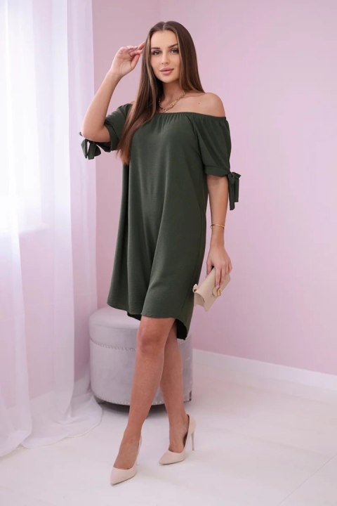 Sukienka wiązana na rękawach khaki, oversize, letnia Sukienka wiązana na rękawach khaki, oversize, letnia