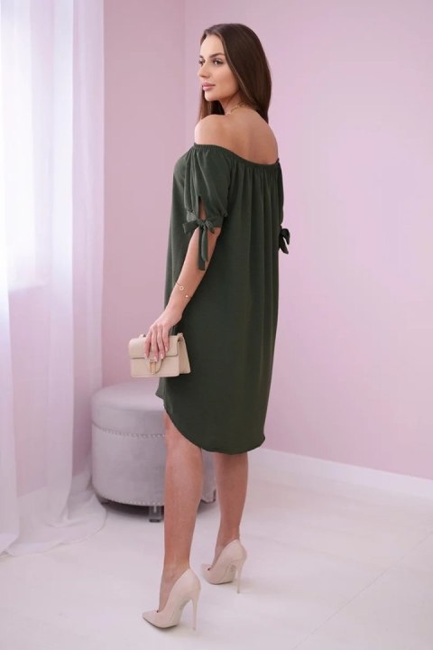 Sukienka wiązana na rękawach khaki, oversize, letnia Sukienka wiązana na rękawach khaki, oversize, letnia