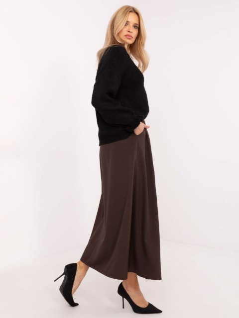 Spódnica elegancka maxi brązowa, rozkloszowana z paskiem Spódnica elegancka maxi brązowa, rozkloszowana z paskiem