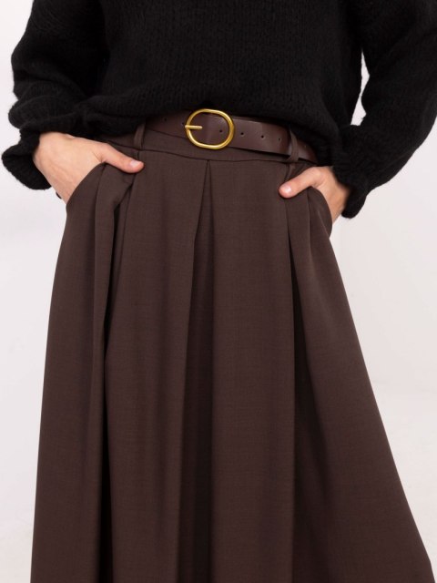 Spódnica elegancka maxi brązowa, rozkloszowana z paskiem Spódnica elegancka maxi brązowa, rozkloszowana z paskiem