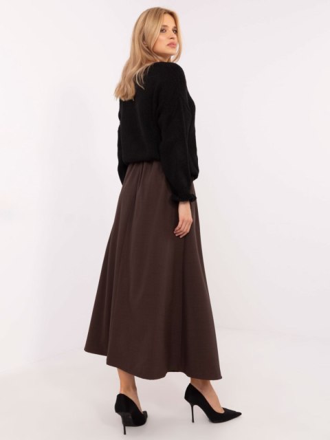Spódnica elegancka maxi brązowa, rozkloszowana z paskiem Spódnica elegancka maxi brązowa, rozkloszowana z paskiem
