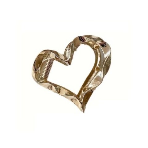 Spinka do włosów klamra ZŁOTE SERCE, metalowa mocna XL 5,5cm