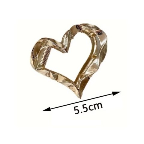 Spinka do włosów klamra ZŁOTE SERCE, metalowa mocna XL 5,5cm
