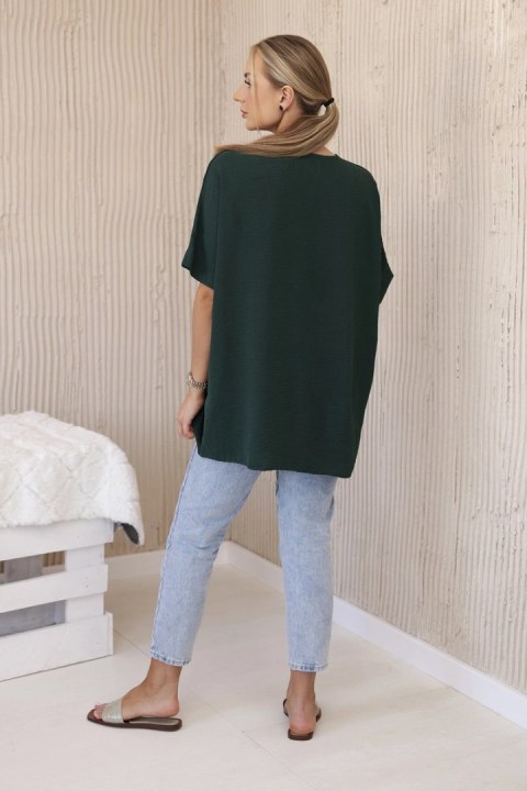 Bluzka oversize z wisiorkiem ciemno zielona Bluzka oversize z wisiorkiem ciemno zielona