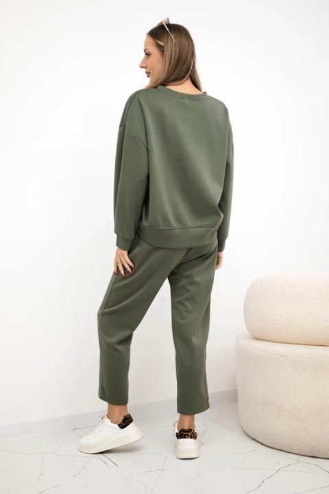 Komplet z wiskozy bluza + spodnie khaki Komplet z wiskozy bluza + spodnie khaki