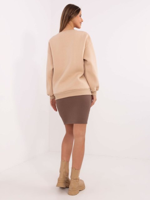 Bluza Boston dresowa z naszywkami, beżowa, oversize Bluza Boston dresowa z naszywkami, beżowa, oversize