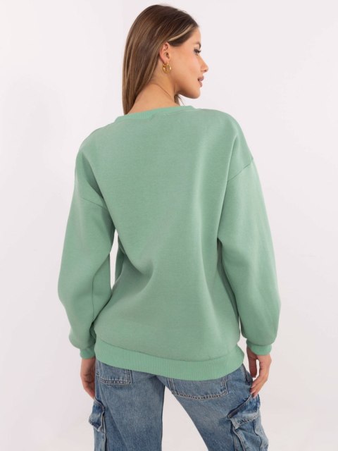 Bluza Boston dresowa z naszywkami, pistacjowa, oversize