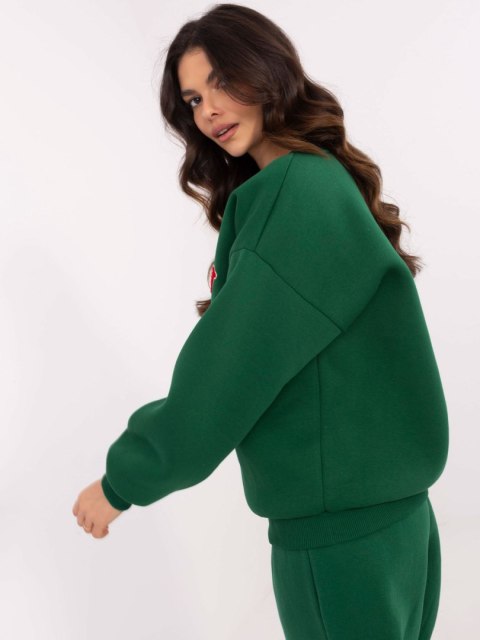 Bluza Boston dresowa z naszywkami, zielona, oversize Bluza Boston dresowa z naszywkami, zielona, oversize
