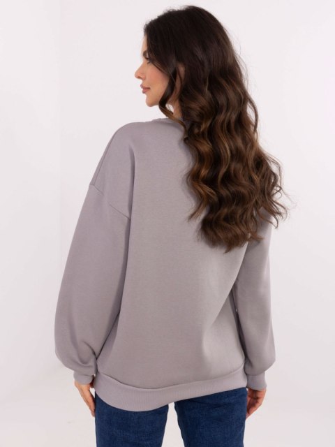 Bluza Boston dresowa z naszywkami, szara, oversize Bluza Boston dresowa z naszywkami, szara, oversize
