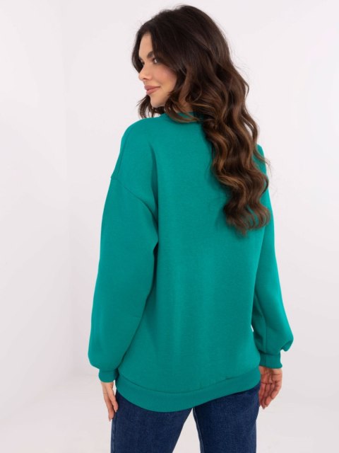 Bluza Boston dresowa z naszywkami, turkusowa, oversize