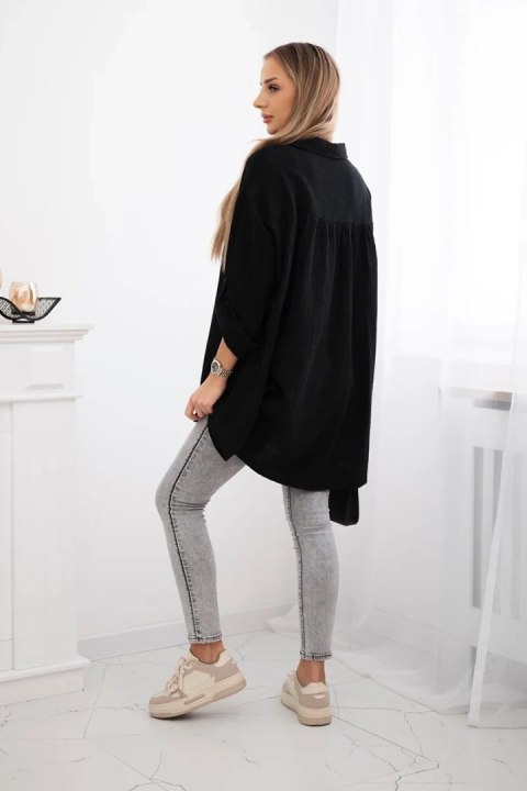 Koszula bawełniana muślinowa czarna, oversize, cosual, włoska Koszula bawełniana muślinowa czarna, oversize, cosual, włoska