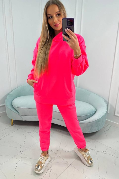Komplet ocieplany z bluzą z kapturem różowy neon Komplet ocieplany z bluzą z kapturem różowy neon