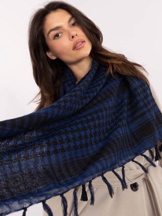 Chusta Arafatka Damska Granatowo-Czarna w Kratę z Frędzlami – Stylowy Wieszak